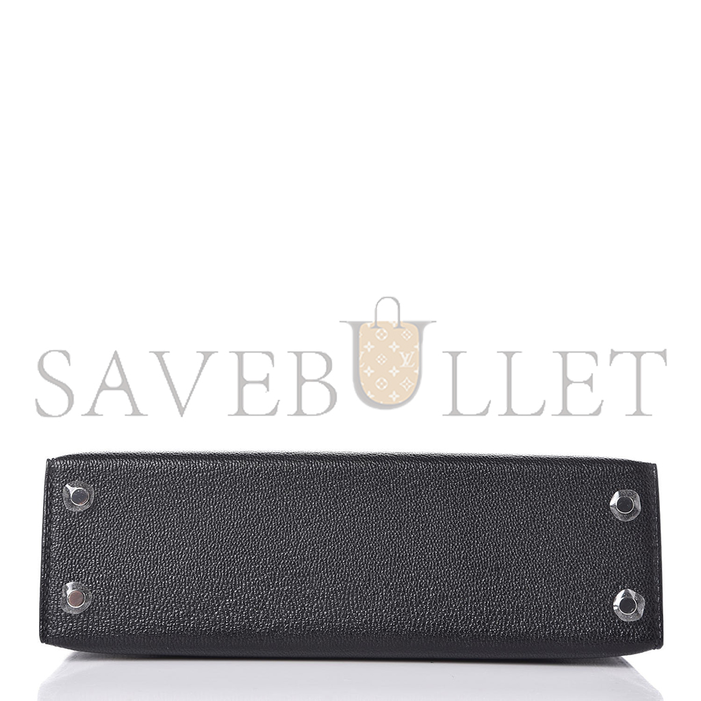 HERMÈS MASTER CHEVRE MYSORE MINI KELLY II SELLIER 20 BLACK (19*12*5.5cm)